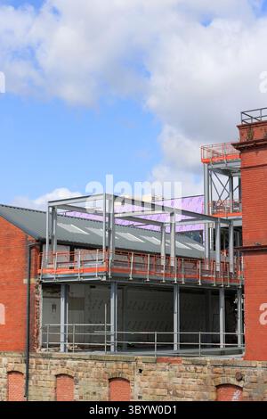 Radcliffe Civic Hub Link bâtiment installation de cadre en acier dans le Grand manchester royaume-uni Banque D'Images