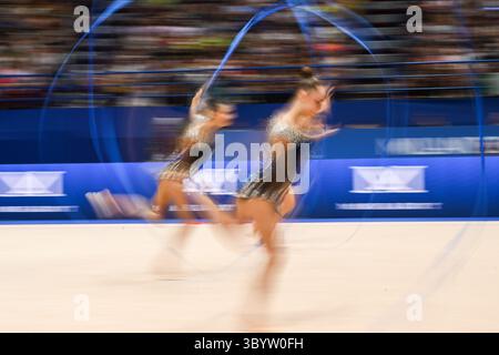 Milan, Italie. 20 juillet 2025. Équipe du groupe des États-Unis lors de la Coupe du monde de gymnastique rythmique FIG 2025 Milan au Mediolanum Forum, photo Tiziano Ballabio crédit : Tiziano Ballabio/Alamy Live News Banque D'Images
