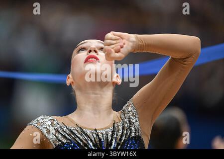 Milan, Italie. 20 juillet 2025. L'équipe de groupe d'Israël lors de la Coupe du monde de gymnastique rythmique FIG 2025 Milan au Mediolanum Forum, photo Tiziano Ballabio crédit : Tiziano Ballabio/Alamy Live News Banque D'Images