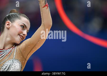 Milan, Italie. 20 juillet 2025. Équipe de groupe de France lors de la Coupe du monde de gymnastique rythmique FIG 2025 Milan au Mediolanum Forum, photo Tiziano Ballabio crédit : Tiziano Ballabio/Alamy Live News Banque D'Images