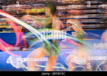 Milan, Italie. 20 juillet 2025. Équipe de groupe du Japon lors de la Coupe du monde FIGS de gymnastique rythmique 2025 Milan au Mediolanum Forum, photo Tiziano Ballabio crédit : Tiziano Ballabio/Alamy Live News Banque D'Images