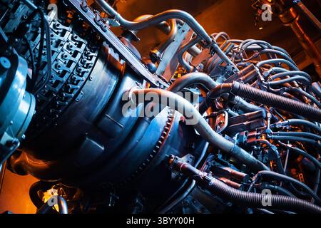 Turbine à gaz aérospatiale avec éléments de corps structurels Banque D'Images