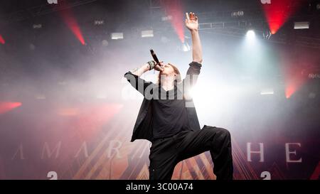 28 juin 2019 - Trondheim, Norvège - Trondheim, Norvège - 28 juin 2019. Le groupe suédois de heavy metal Amaranthe donne un concert live lors du festival de musique norvégien Trondheim Rocks 2019. Ici, le chanteur Henrik Englund Wilhelmsson est vu en direct sur scène. (Crédit photo : Gonzales photo - Tor Atle Kleven) (crédit image : © Tor Atle Kleven/Gonzales photo via ZUMA Press) Banque D'Images