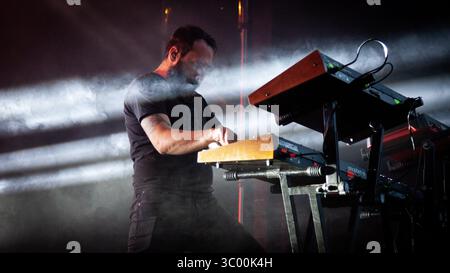 17 août 2019, Trondheim, Norvège : Trondheim, Norvège. 16 août 2019. L'artiste français Carpenter brut donne un concert live avec son groupe lors du festival de musique norvégien Pstereo 2019 à Trondheim. (Crédit photo : Gonzales photo - Tor Atle Kleven) (crédit image : © Tor Atle Kleven/Gonzales photo via ZUMA Press) Banque D'Images