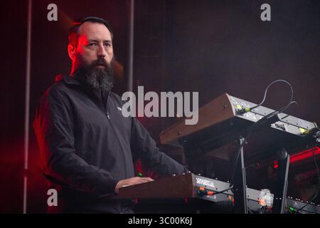 17 août 2019, Trondheim, Norvège : Trondheim, Norvège. 16 août 2019. L'artiste français Carpenter brut donne un concert live avec son groupe lors du festival de musique norvégien Pstereo 2019 à Trondheim. (Crédit photo : Gonzales photo - Tor Atle Kleven) (crédit image : © Tor Atle Kleven/Gonzales photo via ZUMA Press) Banque D'Images