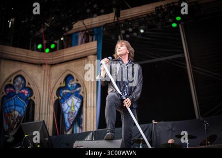 23 juin 2022, Norvège, Oslo : Oslo, Norvège. 23 juin 2022. Le groupe suédois de glam rock Europe donne un concert live lors du festival de musique norvégien tons of Rock 2022 à Oslo. Ici le chanteur Joey Tempest est vu en direct sur scène., Credit :Tord Litleskare / ZUMA Press (Credit image : © Tord Litleskare/Gonzales photo via ZUMA Press) Banque D'Images