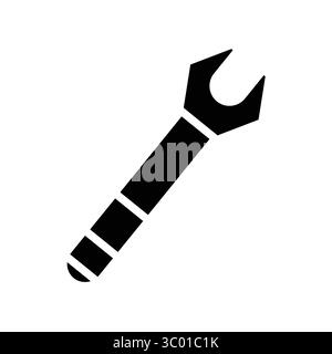 Cette image présente une silhouette noire de clé, idéale pour représenter les thèmes de réparation et de maintenance dans les projets de conception et les contextes techniques. Illustration de Vecteur