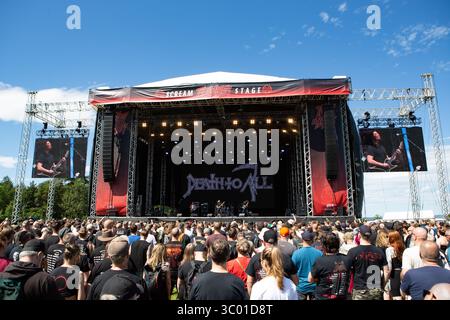 23 juin 2022, Norvège, Oslo : Oslo, Norvège. 23 juin 2022. Le groupe de metal hommage Death to All donne un concert lors du festival de musique norvégien tons of Rock 2022 à Oslo., Credit :Per-Otto Oppi / ZUMA Press (Credit image : © Per-Otto Oppi/Gonzales photo via ZUMA Press) Banque D'Images