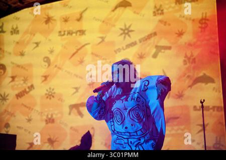 3 juillet 2015 - Roskilde, Danemark - Danemark, Roskilde - 3 juillet 2015. Le duo de rap sud-africain Die Antwoord donne un concert live à Orange Stage au festival de musique danois Roskilde Festival 2015. Le duo se compose des deux chanteurs rave Ninja et Yolandi visser (photo) qui interprètent des paroles en afrikaans, en xhosa et en anglais. (Crédit photo : Gonzales photo - Kasper Maansson) (crédit image : © Kasper Maansson/Gonzales photo via ZUMA Press) Banque D'Images