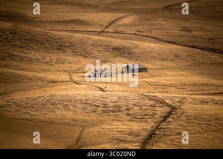 1 novembre 2017, Alpe Di Siusi, Tyrol du Sud, Italie : Italie, Tyrol du Sud - 1er novembre 2017. Sentiers de randonnée et cabanes de montagne dans le paysage sec de la région de l'Alpe di Siusi au Tyrol du Sud. (Crédit image : © Christoph Obersch/Gonzales photo via ZUMA Press) Banque D'Images