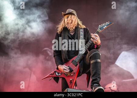 22 juin 2018 - Halden, ƒËœstfold, Norvège - Norvège, Halden - 22 juin 2018. Le groupe allemand de speed metal Helloween donne un concert lors du festival norvégien tons of Rock 2018 à Halden. Ici le guitariste Kai Hansen est vu en direct sur scène. (Crédit photo : Gonzales photo - Terje Dokken) (crédit image : © Terje Dokken/Gonzales photo via ZUMA Press) Banque D'Images