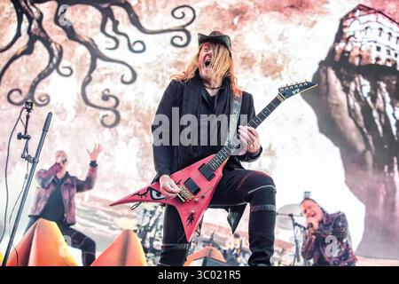 22 juin 2018 - Halden, ƒËœstfold, Norvège - Norvège, Halden - 22 juin 2018. Le groupe allemand de speed metal Helloween donne un concert lors du festival norvégien tons of Rock 2018 à Halden. Ici le guitariste Kai Hansen est vu en direct sur scène. (Crédit photo : Gonzales photo - Terje Dokken) (crédit image : © Terje Dokken/Gonzales photo via ZUMA Press) Banque D'Images