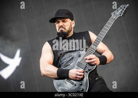 22 juin 2018 - Halden, ƒËœstfold, Norvège - Norvège, Halden - 22 juin 2018. Le groupe de heavy metal américain Soulfly donne un concert lors du festival norvégien tons of Rock 2018 à Halden. Ici le guitariste Marc Rizzo est vu en direct sur scène. (Crédit photo : Gonzales photo - Terje Dokken) (crédit image : © Terje Dokken/Gonzales photo via ZUMA Press) Banque D'Images