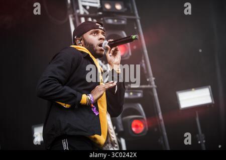 5 juillet 2018 - Roskilde, Danemark - Danemark, Roskilde - 5 juillet 2018. Le rappeur américain 6lack donne un concert live lors du festival de musique danois Roskilde Festival 2018. (Crédit photo : Gonzales photo - Christian Hjorth) (crédit image : © Christian Hjorth/Gonzales photo via ZUMA Press) Banque D'Images