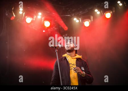 5 juillet 2018 - Roskilde, Danemark - Danemark, Roskilde - 5 juillet 2018. Le rappeur américain 6lack donne un concert live lors du festival de musique danois Roskilde Festival 2018. (Crédit photo : Gonzales photo - Christian Hjorth) (crédit image : © Christian Hjorth/Gonzales photo via ZUMA Press) Banque D'Images