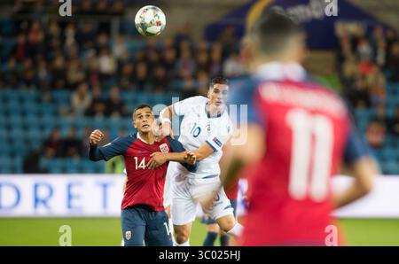 6 septembre 2018 - Oslo, Norvège - Norvège, Oslo - 6 juin 2018. Pieros Sotiriou (10 ans) de Chypre et Omar Elabdellaoui (14 ans) de Norvège vus lors du match de football de l'UEFA Nations League entre la Norvège et Chypre au stade Ullevaal. (Crédit photo : Gonzales photo - Jan-Erik Eriksen) (crédit photo : © Jan-Erik Eriksen/Gonzales photo via ZUMA Press) Banque D'Images