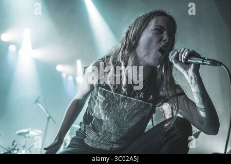 1er mars 2019, Elsinore, Danemark : Elsinore, Danemark. 01 mars 2019. Le groupe danois de metal extrême Xenoblight donne un concert au KulturvÃÂ¦rftet à Elsinore. Ici, la chanteuse Marika Hyldmar est vue en direct sur scène. (Crédit photo : Gonzales photo - Nikolaj Bransholm) (crédit image : © Nikolaj Bransholm/Gonzales photo via ZUMA Press) Banque D'Images
