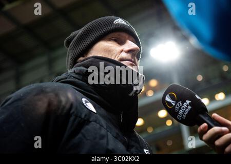 11 décembre 2019, Copenhague, Danemark : Copenhague, Danemark. 11 décembre 2019. Le manager du FC Copenhagen Stvâ€¢le Solbakken est interviewé avant šÃ„Ã le match de tomorrowâ UEFA Europa League entre le FC Copenhague et Malmv ? FF à Telia Parken à Copenhague (crédit photo : Gonzales photo - Dejan Obretkovic) (crédit image : © Dejan Obretkovic/Gonzales photo via ZUMA Press) Banque D'Images