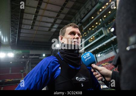 11 décembre 2019, Copenhague, Danemark : Copenhague, Danemark. 11 décembre 2019. Andreas Bjelland du FC Copenhague est interviewé avant šÃ„Ã le match de tomorrowâ UEFA Europa League entre le FC Copenhague et Malmv ? FF à Telia Parken à Copenhague (crédit photo : Gonzales photo - Dejan Obretkovic) (crédit image : © Dejan Obretkovic/Gonzales photo via ZUMA Press) Banque D'Images