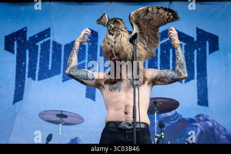 3 juin 2018, Trondheim, Norvège : Trondheim, Norvège. 3 juin 2018. Le groupe norvégien de heavy metal Kvelertak donne un concert lors du festival de musique norvégien Trondheim Rocks 2018 à Trondheim. Ici, le chanteur Erlend Hjelvik est vu en direct sur scène. (Crédit photo : Gonzales photo - Tor Atle Kleven) (crédit image : © Tor Atle Kleven/Gonzales photo via ZUMA Press) Banque D'Images