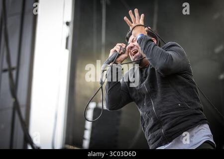 22 juin 2018 - Copenhague, Danemark - Danemark, Copenhague - 22 juin 2018. Le groupe de rock américain Deftones donne un concert lors du festival danois de heavy metal Copenhague 2018 à Copenhague. Ici, le chanteur principal Chino Moreno est vu en direct sur scène. (Crédit photo : Gonzales photo - Thomas Rasmussen) (crédit image : © Thomas Rasmussen/Gonzales photo via ZUMA Press) Banque D'Images