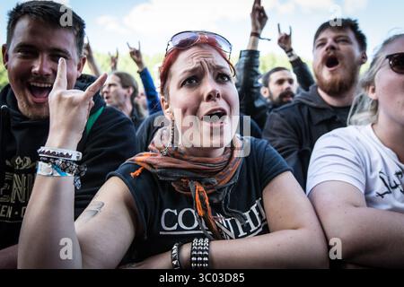 23 juin 2018 - Copenhague, Danemark - Danemark, Copenhague - 23 juin 2018. Les fans de heavy metal assistent à un concert live avec le groupe de glam rock américain Steel Panther à Copenhague 2018. (Crédit photo : Gonzales photo - Thomas Rasmussen) (crédit image : © Thomas Rasmussen/Gonzales photo via ZUMA Press) Banque D'Images