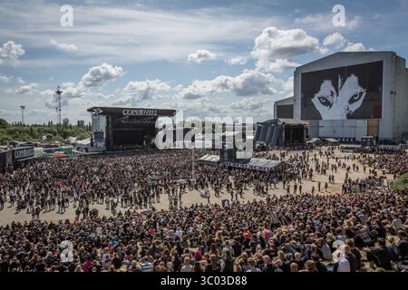 23 juin 2018 - Copenhague, Danemark - Danemark, Copenhague - 23 juin 2018. Surplombant la zone des festivals du festival danois de hard rock et heavy metal Copenhague 2018 à Copenhague. (Crédit photo : Gonzales photo - Thomas Rasmussen) (crédit image : © Thomas Rasmussen/Gonzales photo via ZUMA Press) Banque D'Images