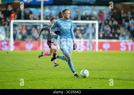 24 février 2022, Danemark, Randers : Randers, Danemark. 24 février 2022. Mikkel Kallesoe (7 ans) de Randers FC vu lors du match de l'UEFA Europa Conference League entre Randers FC et Leicester City au Cepheus Park à Randers., Credit :Balazs Popal / ZUMA Press (Credit image : © Balazs Popal/Gonzales photo via ZUMA Press) Banque D'Images