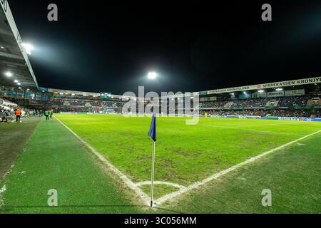 24 février 2022, Danemark, Randers : Randers, Danemark. 24 février 2022. Le stade Cepheus Park vu lors du match de l'UEFA Europa Conference League opposant Randers FC à Leicester City à Randers., Credit :Balazs Popal / ZUMA Press (Credit image : © Balazs Popal/Gonzales photo via ZUMA Press) Banque D'Images