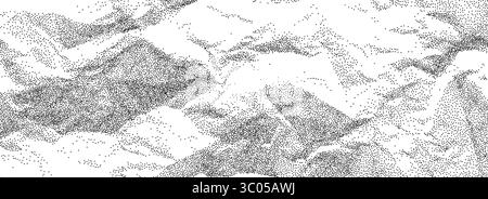 Texture de papier froissé noir pointillé. Arrière-plan rugueux en pointillés froissé. Toile de fond du concept de papier froissé gravier. Revêtement granuleux endommagé et vieilli. Fond d'écran granuleux bruyant de la page d'ordinateur portable. Vecteur Illustration de Vecteur