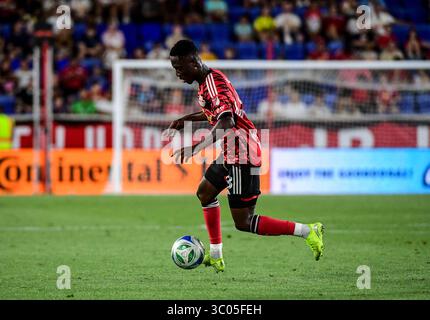 Harrison, États-Unis. 16 juillet 2025. Harrison, NJ, États-Unis, 16 juillet 2025 : Ronald Donkor (48 New York Red Bulls) pendant le match de la Major League Soccer entre les New York Red Bulls et la New England Revolution au Sports Illustrated Stadium de Harrison, NJ États-Unis (USAGE ÉDITORIAL SEULEMENT). (Rebekah Wynkoop/SPP) crédit : SPP Sport Press photo. /Alamy Live News Banque D'Images