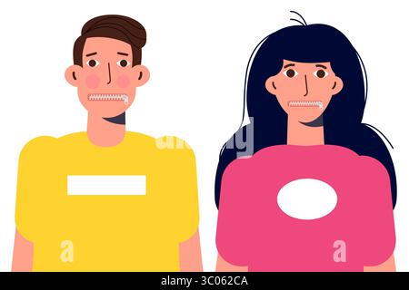 Le concept d'un secret avec une bouche zippée. Garder la bouche devrait garder des secrets à cause de la censure Illustration de Vecteur