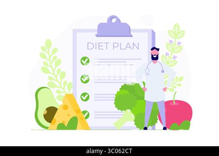 Concept de liste de vérification du planning du régime alimentaire. Illustration vectorielle Illustration de Vecteur