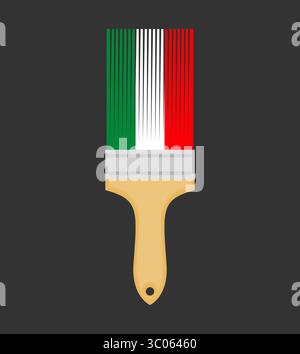Pinceau aux couleurs du drapeau italien - représentant le patrimoine culturel et la créativité à travers un design national symbolique dans un style vectoriel épuré. Illustration de Vecteur