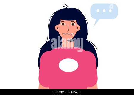 Le concept d'un secret avec une bouche zippée. Garder la bouche devrait garder des secrets à cause de la censure Illustration de Vecteur