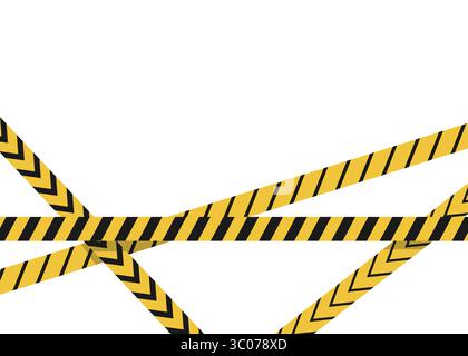 Fond minimal avec ruban d'avertissement jaune et noir, couramment utilisé pour les thèmes de conception de sécurité et d'avertissement de danger, idéal pour les bannières, les flyers, les annonces de sécurité, et des graphiques d'avertissement. fond de bande d'avertissement. Ruban adhésif d'avertissement. Bande de danger jaune noire. Ruban adhésif pour risque de construction. Ruban de scène de crime. Illustration de Vecteur