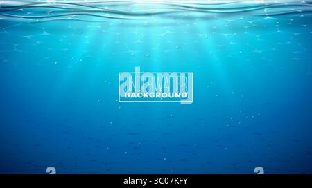 Sous l'océan bleu vecteur modèle de conception de l'arrière-plan. Illustration de l'été avec la scène pour bannière, flyer, invitation, brochure, poster ou Illustration de Vecteur