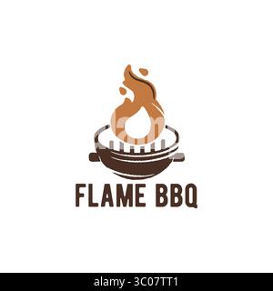 Logo Flame barbecue Grill Illustration de Vecteur