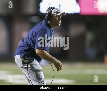 11 octobre 2018 - San Marcos, États-Unis - Chad Lunsford, entraîneur-chef des Georgia Southern Eagles, lors d'un match de football de la NCAA entre Texas State et Georgia Southern, jeudi 11 octobre 2018 à San Marcos, Texas. Georgia Southern Won, 15-13. (Crédit image : © Scott Coleman/ZUMA Wire) Banque D'Images