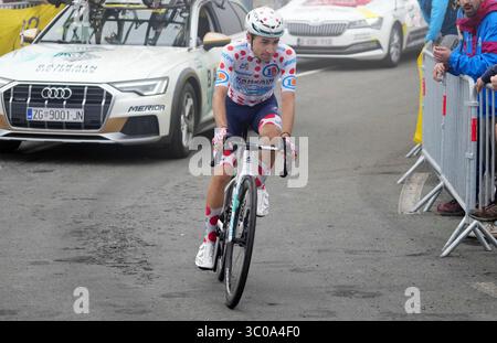 Saint Aventin, France. 19 juillet 2025. Lenny Martinez de Bahreïn - victorieuse du Tour de France 2025, épreuve cycliste UCI WorldTour, étape 14, Pau - Luchon-Superbagnères (182, 6 km) le 19 juillet 2025 à Saint-Aventin, France - photo Laurent Lairys/DPPI crédit : DPPI Media/Alamy Live News Banque D'Images