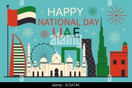 Joyeux National Day UAE Graphic Design Illustration de Vecteur