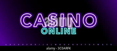 Alphabet fluo violet, lettres de contour lumineux, police électrique vibrante pour logo de casino, panneau de pari, titre de jeu en ligne, bannière de jeu, pari Illustration de Vecteur