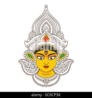 Illustration du visage de la déesse divine Durga Illustration de Vecteur