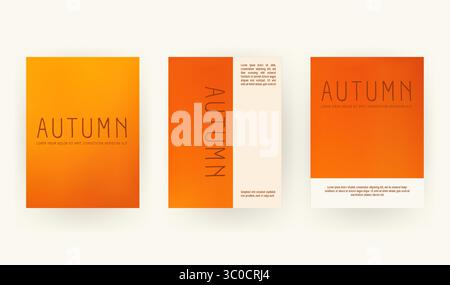 Ensemble d'affiches d'automne minimales avec des dégradés orange chauds et une typographie propre, idéal pour les promotions saisonnières ou la conception de sites Web. Illustration de Vecteur