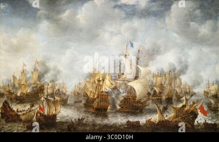 Jan Abrahamsz Beerstraten 'la bataille de Terheide' 1653-66. Bataille navale du XVIIe siècle, partie des guerres anglo-néerlandaises. Peinture néerlandaise de l'âge d'or. Banque D'Images