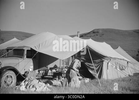 21 août 2018 - Montana, États-Unis - Camp de Quarter Circle U Roundup, Montana, États-Unis, Arthur Rothstein, Farm Security Administration, juin 1939 (crédit image : © JT Vintage/Glasshouse via ZUMA Wire) Banque D'Images