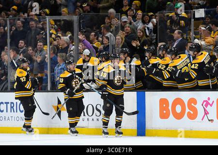 10 novembre 2018 : David Pastrnak (88 ans), l’aile droite des Bruins de Boston, célèbre un but lors d’un match de la LNH entre les Maple Leafs de Toronto et les Bruins de Boston, tenu au TD Garden, à Boston, Mass. Boston bat Toronto 5-1. Eric Canha/CSM(image de crédit : &copy ; Eric Canha/CSM via ZUMA Wire) Banque D'Images