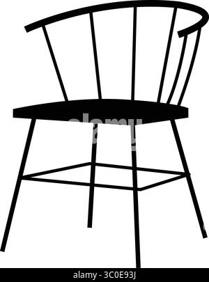 Fauteuil à dossier ouvert minimaliste avec axes courbes et jambes en métal élégantes, illustration vectorielle de chaise silhouette Illustration de Vecteur