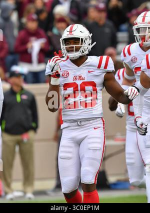 10 novembre 2018 College Station, TX...Ole Miss Defensive Back, Armani Linton (29), pendant le match de football de la NCAA entre les Texas A&M Aggies et les Ole Miss Rebels, à College Station, TX. (Absolute Complete Photographer & Company Credit : Joseph Calomeni / MarinMedia.org / Cal Sport Media)(crédit image : &copy ; Joseph Calomeni / Marinmedia.Org/CSM via ZUMA Wire) Banque D'Images