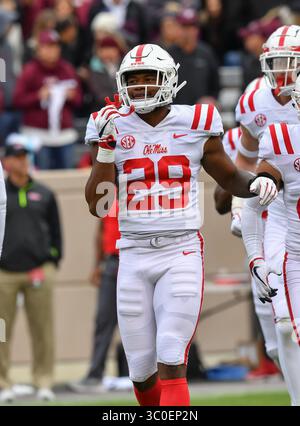 10 novembre 2018 College Station, TX...Ole Miss Defensive Back, Armani Linton (29), pendant le match de football de la NCAA entre les Texas A&M Aggies et les Ole Miss Rebels, à College Station, TX. (Absolute Complete Photographer & Company Credit : Joseph Calomeni / MarinMedia.org / Cal Sport Media)(crédit image : &copy ; Joseph Calomeni / Marinmedia.Org/CSM via ZUMA Wire) Banque D'Images